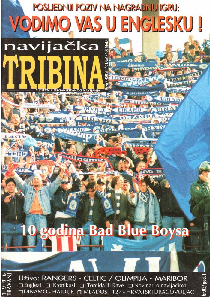 Naslovnica Navijačka tribina, 3. april 1996