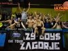Supporters of RK Zagorje, Crazy Bpys Zagorje during handball match between ZRK Mlinotest Ajdovscina and RK Zagorje in 17th Round of Slovenian Women Handball League 2015/16 on April 6, 2016 in Sports hall Police Ajdovscina, Ajdovscina, Slovenia. Photo By Urban Urbanc / Sportida