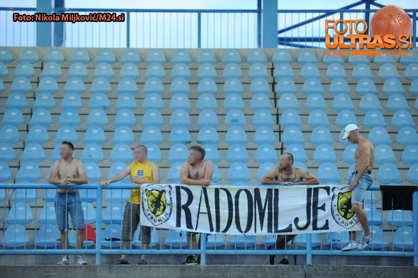 Soccer/Football, Gorica, First Division, 03. round of Prva liga Telekom Slovenije (ND Gorica - NK Radomlje), NK Radomlje fans - Mlinarji, 30-Jul-2016, (Photo by: Nikola Miljkovic / M24.si)