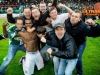 Blessing Chibuike Eleke #9 of NK Olimpija Ljubljana and fans celebrate after winning during football match between NK Rudar and NK Olimpija Ljubljana in Round #35 of Prva liga Telekom Slovenije 2015/16, on May 14, 2016, in Stadium Ob jezeru, Velenje, Slovenia. NK Olimpija with this victory became Slovenian National Champion 2016. Photo by Vid Ponikvar / Sportida