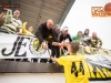 Supporters of Kalcer Radomlje with Jazbec Rok of NK Kalcer Radomlje celebrates their win after the football match between NK Triglav Kranj and NK Kalcer Radomlje in 26th Round of 2. SNL, on May 14, 2016 in Sports center Kranj, Kranj, Slovenia. Photo by Ziga Zupan / Sportida