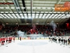 Boath teams after the during Ice hockey match between HDD SIJ Acroni Jesenice and HDD Telemach Olimpija in Main Round of Slovenian National Championship 2014/15, on October 28, 2014 in Arena Podmezakla, Jesenice, Slovenia. Photo by Vid Ponikvar / Sportida