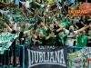 Green Dragons, fans, of Olimpija celebrate after winning during football match between ND Gorica and NK Olimpija Ljubljana in Round #10 of Prva liga Telekom Slovenije 2015/16, on September 19, 2015, in Sports park Gorica, Nova Gorica, Slovenia. Photo by Vid Ponikvar / Sportida