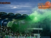 Green Dragons, fans, of Olimpija during football match between ND Gorica and NK Olimpija Ljubljana in Round #10 of Prva liga Telekom Slovenije 2015/16, on September 19, 2015, in Sports park Gorica, Nova Gorica, Slovenia. Photo by Vid Ponikvar / Sportida