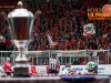 During ice hockey match between HDD SIJ Acroni Jesenice and HDD Telemach Olimpija in 4th leg of Finals of Slovenian National Championship 2014/2015, on April 15, 2015 in Podmezakla, Jesenice, Slovenia. Photo by Grega Valancic / Sportida