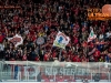 During ice hockey match between HDD SIJ Acroni Jesenice and HDD Telemach Olimpija in 4th leg of Finals of Slovenian National Championship 2014/2015, on April 15, 2015 in Podmezakla, Jesenice, Slovenia. Photo by Grega Valancic / Sportida