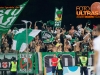 Green Dragons, fans of Olimpija during football match between FC Luka Koper and NK Olimpija Ljubljana in Round 2 of Prva liga Telekom Slovenije 2014/15, on August 27, 2014 in Stadium Bonifika, Koper, Slovenia. Photo by Vid Ponikvar / Sportida.com