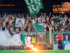 Green Dragons, supporters of Olimpija during football match between FC Luka Koper and NK Olimpija Ljubljana in Round 2 of Prva liga Telekom Slovenije 2014/15, on August 27, 2014 in Stadium Bonifika, Koper, Slovenia. Photo by Vid Ponikvar / Sportida.com